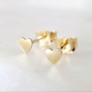 Tiny heart stud earrings 14k gold filled